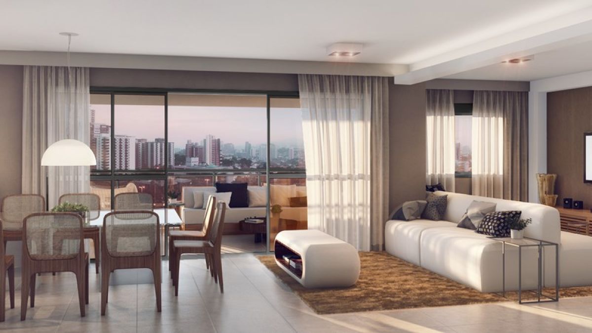 Concepção Artística do Living Ampliado do Apto Prime 122m²