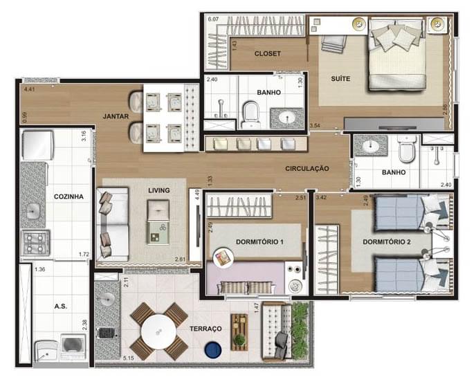 Planta Baixa 80m²