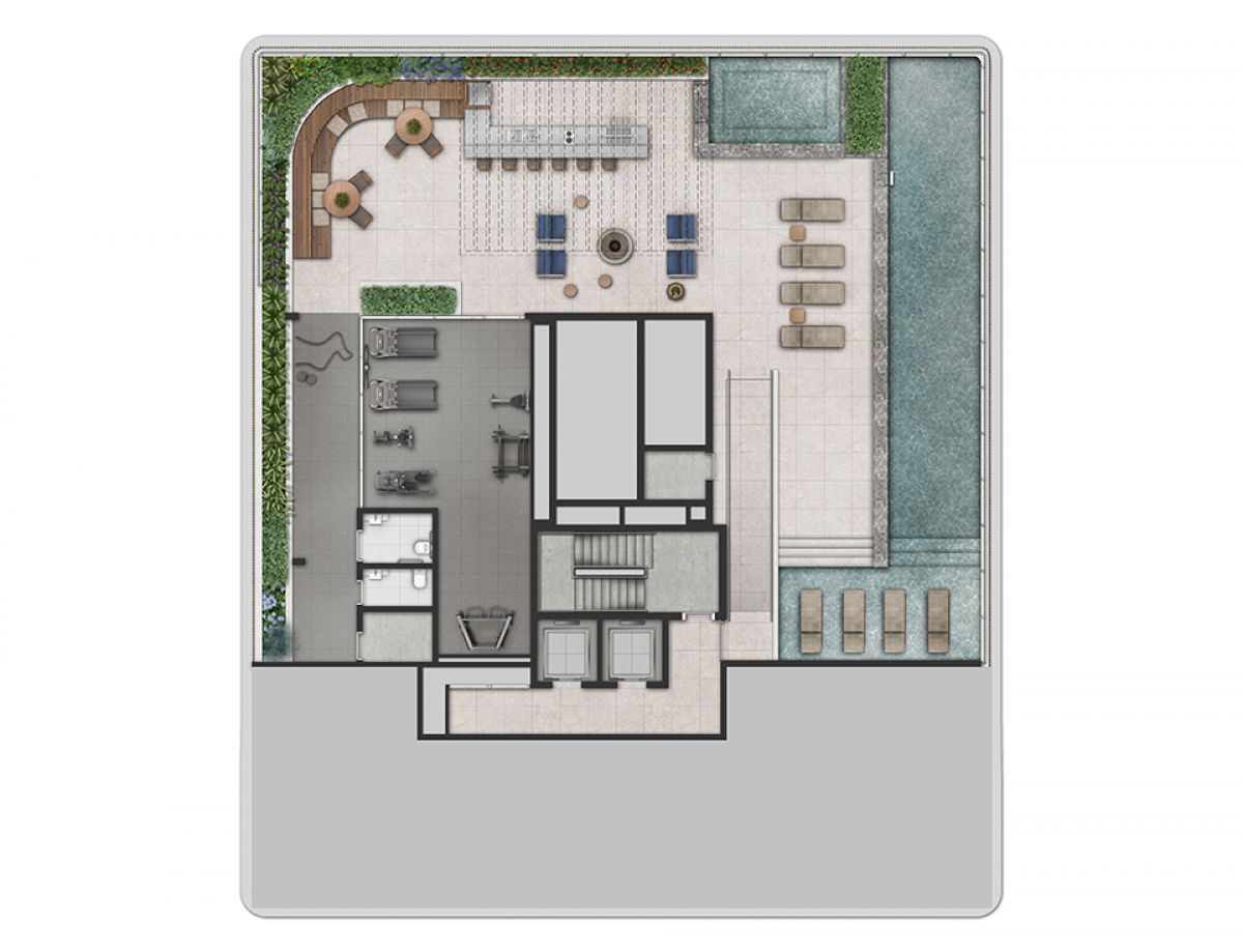 Concepção Artística da Implantação do Lazer do 12º Pav da Torre Miami