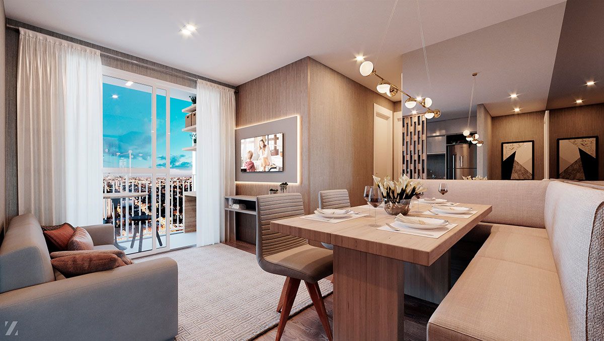 Ilustração Artística do Living 46m²