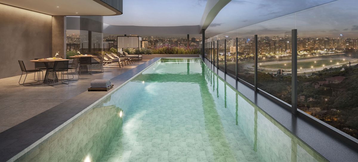 Concepção Artística da Piscina com Raia de 25m² na Torre Paris