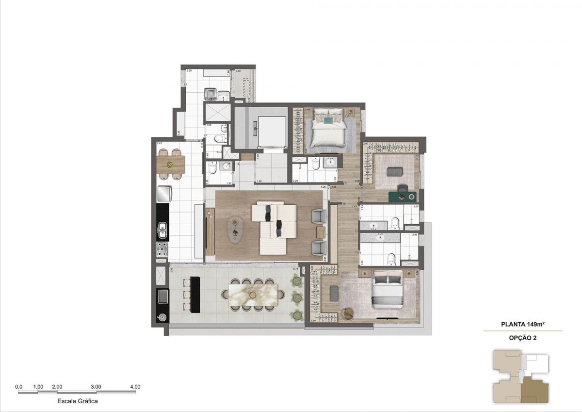 Planta Opção 2 de 149m²