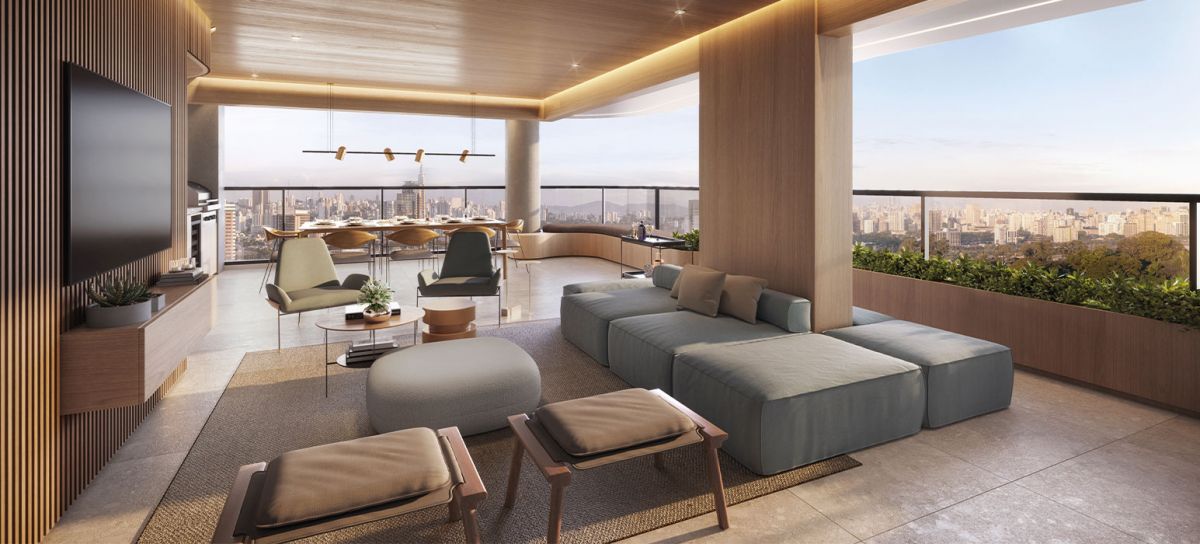 Concepção Artística do apto  125m²  com living Ampliado