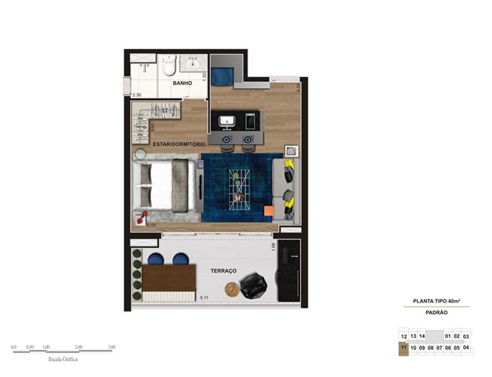 Planta Baixa Tipo 40m²