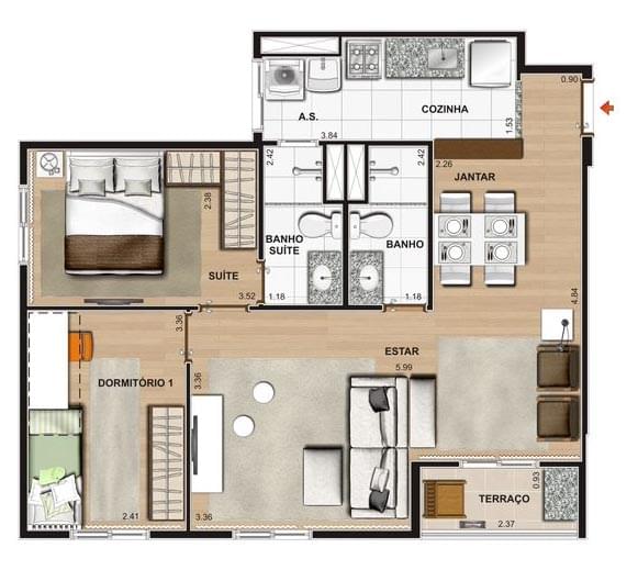 Planta Baixa 61m²