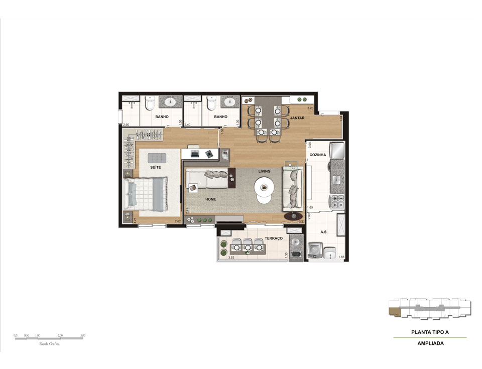 Planta baixa 67m²