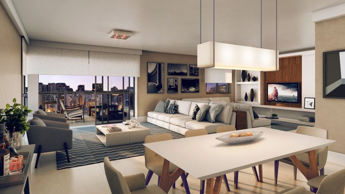 Concepção Artística do Salão do Living Ampliado do Apto Exclusive 183m³