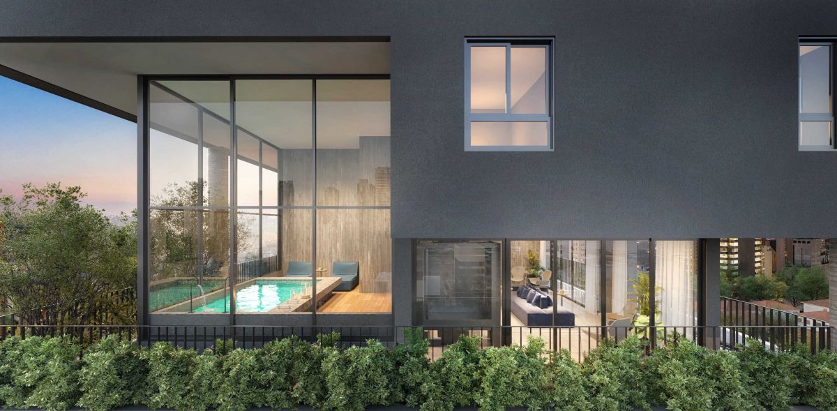 Ilustração Artística do Detalhe da Fachada da Torre B - Sequoia