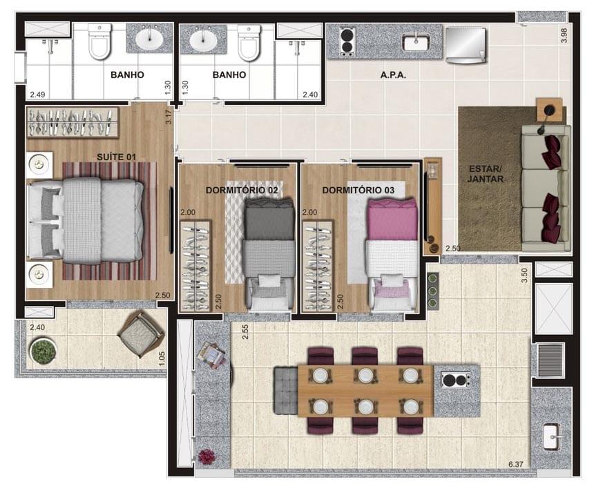 Planta Baixa 71m²