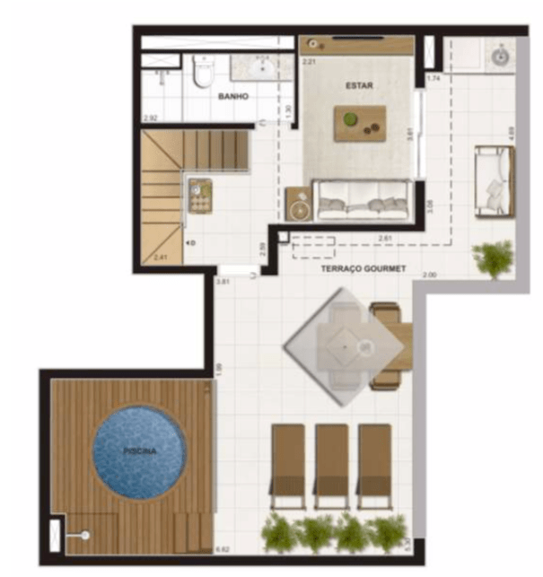 PLANTA DEPENDÊNCIA– 141,83 m2 Suíte Master + 1 Quarto