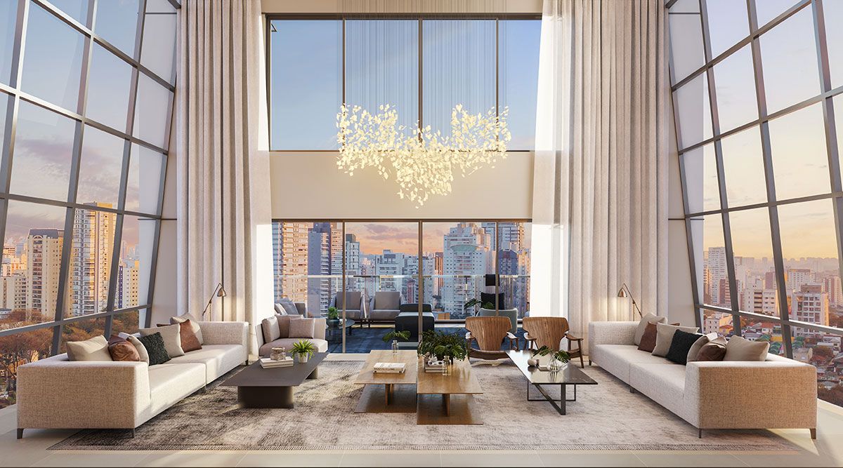 Ilustração Artística do Living da Cobertura