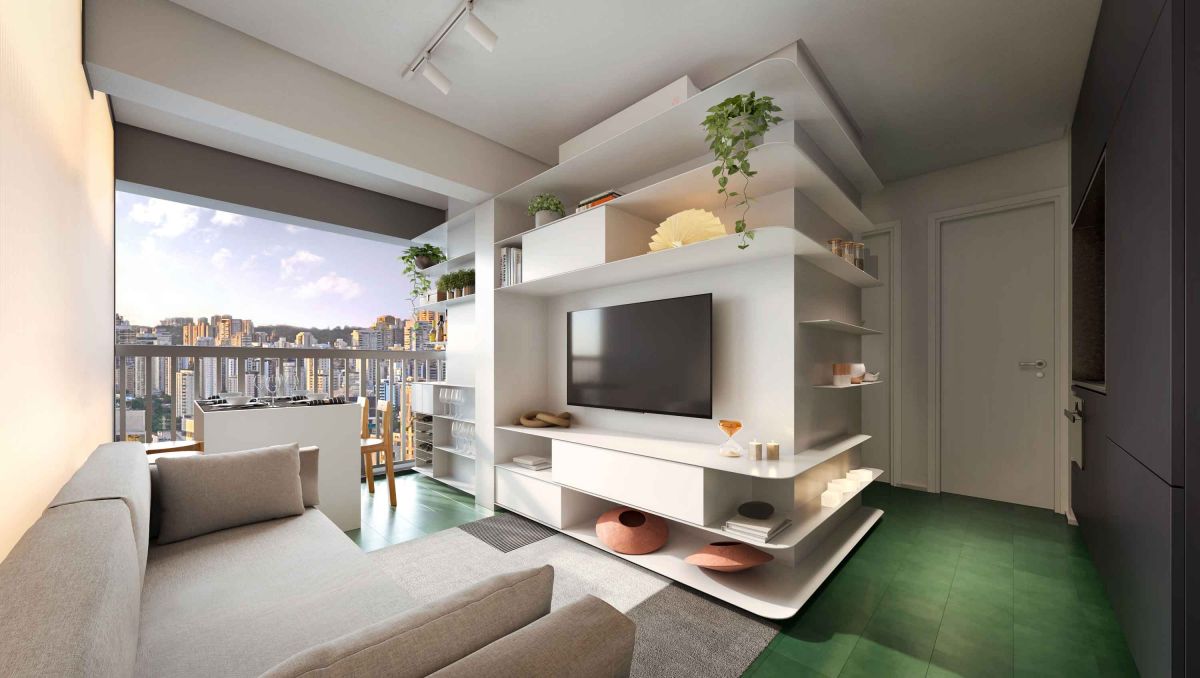 Ilustração Artística do Living - Apto Decorado