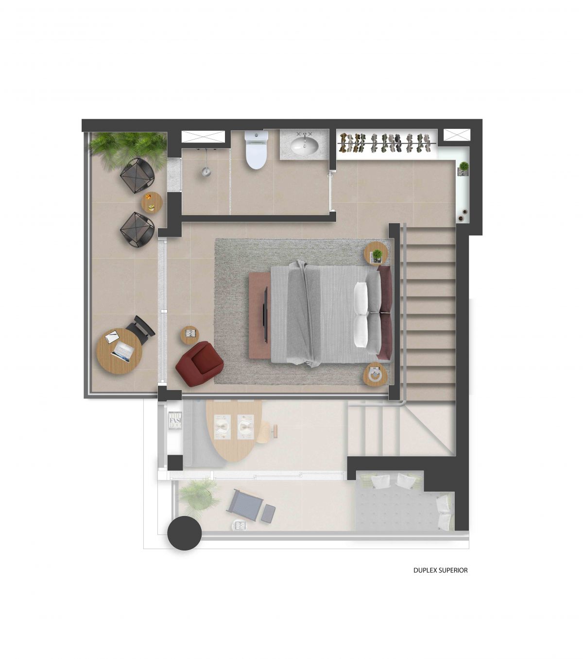 Ilustração Artística da Planta Duplex Superior